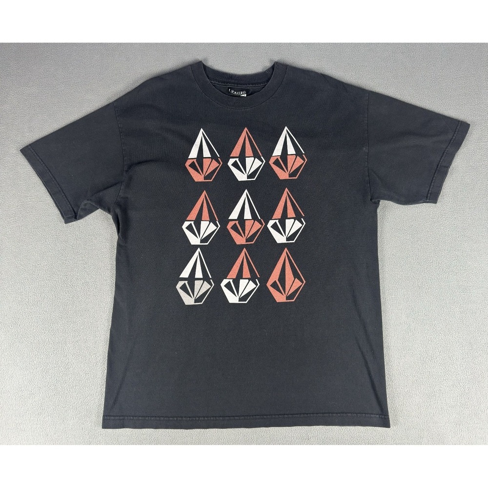 Volcom Shirt Mens Large Black Faded Stone Tee Skater Skateboarding Surf Garage